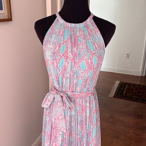 Diane Von Furstenberg Pink and blue  elegant Halter Dress